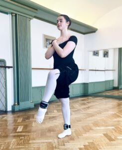 Ballet student doing an exercise for balance control