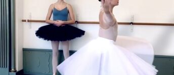 Ballet student dancing in a long white tutu during the Ballet Repertoire Workshop at Summerschool Den Haag in The Hagu